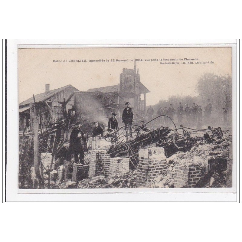 CHERLIEU : usine de cherlieu, incendiée le 22 nov 1904, vue prise le lendemain de l'incendie - tres bon etat