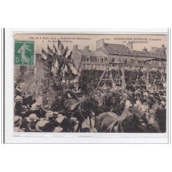 CONDE-sur-NOIREAU : fete du 8 aout 1909, cavalcade de bienfaisance, le char les enfants - tres bon etat