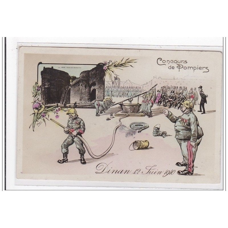 DINAN : concours de pompiers, dinan 12 juin 1910 - tres bon etat