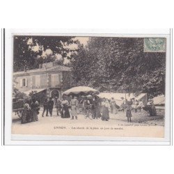 LIVRON : les abords de la place un jour de marché - tres bon etat