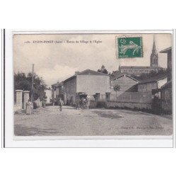 EYZIN-PINET : entrée du village & l'eglise (courrier) - tres bon etat