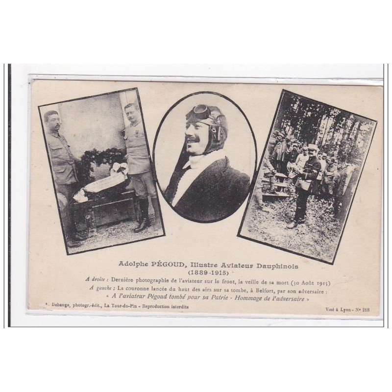 ISERE : adolphe pegoud, illustre aviateur dauphinois 1889-1915, derniere photographie la veille de sa mort-tres bon etat