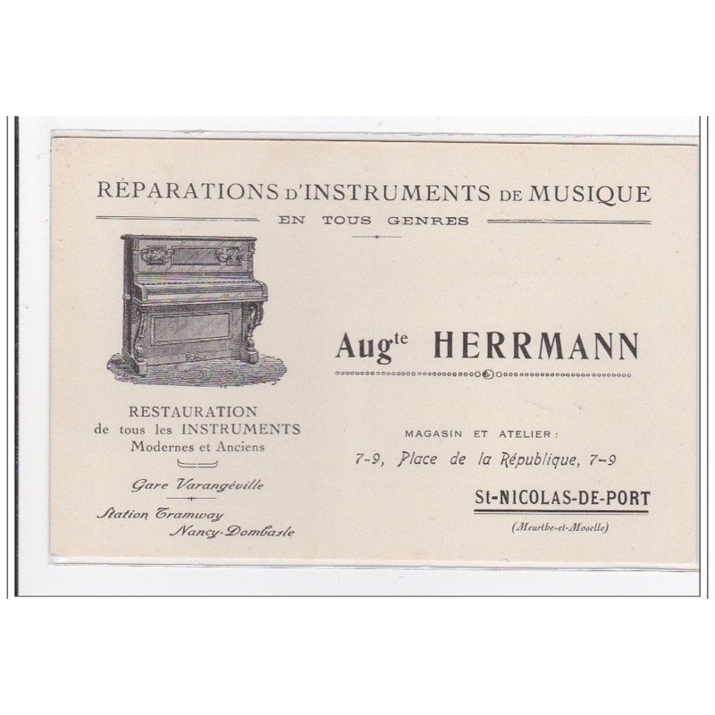 St-NICOLAS-de-PORT : reparations d'instruments de musique en tous genres, modernes et anciens (pub) - tres bon etat