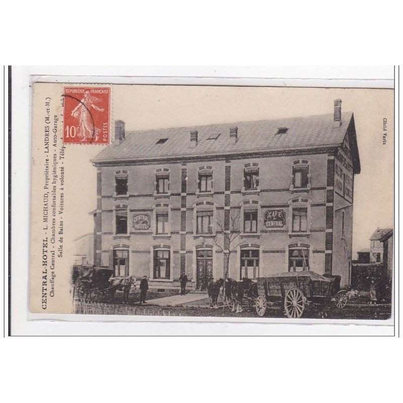 LANDRES : central-hotel chauffage central, chambres confortables hygieniques, auto-garage, salle de bain - tres bon etat