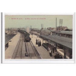 JUVISY : la gare, vue prise de la passerelle (toillée) - tres bon etat