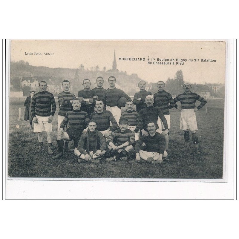 MONTBELIARD : 1ère équipe de rugby du 21ème Bataillon de Chasseurs à pied - très bon état MONTBELIARD : 1ère équipe de rugby du 21ème Bataillon de Chasseurs à pied - très bon état