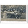 LUCHON - CARTE PHOTO : Attelage de chèvres promenant des enfants - laiterie de la Pique - état