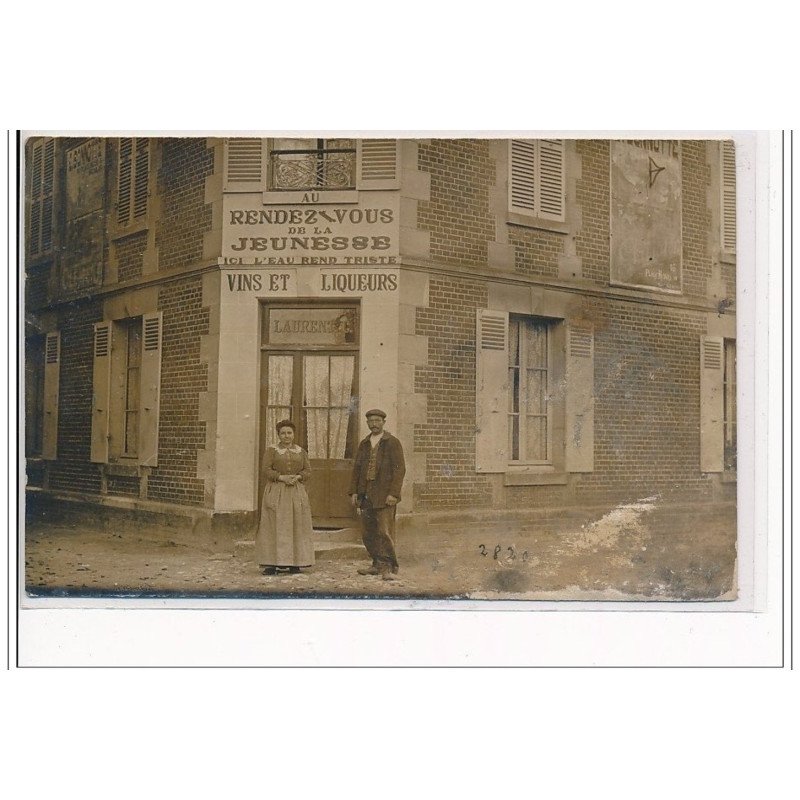 CARTE PHOTO : FITZ-JAMES """"Au Rendez-vous de la Jeunesse"""" Vins  Liqueurs - état