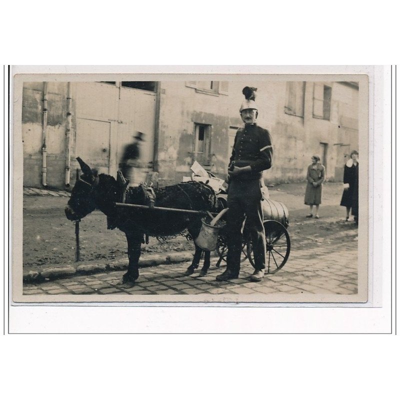 GARGES (?) - CARTE PHOTO - POMPIER - ANE - très bon état GARGES (?) - CARTE PHOTO - POMPIER - ANE - très bon état