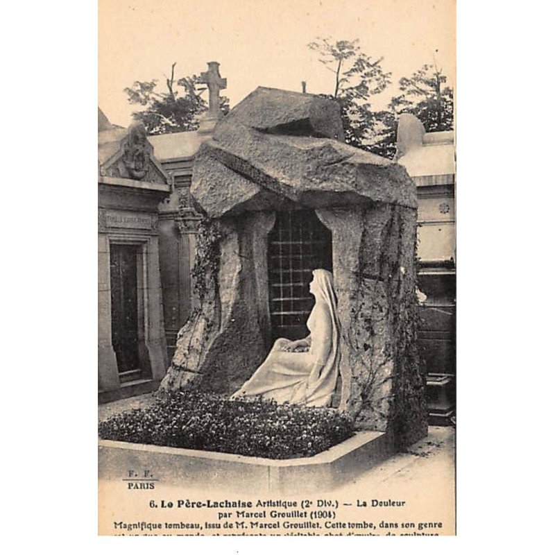 PARIS : 20e cimetiere père-lachaise Fleury, la douleur par marcel grouillet 1904 - tres bon etat PARIS : 20e cimetiere père-lachaise Fleury, la douleur par marcel grouillet 1904 - tres bon etat