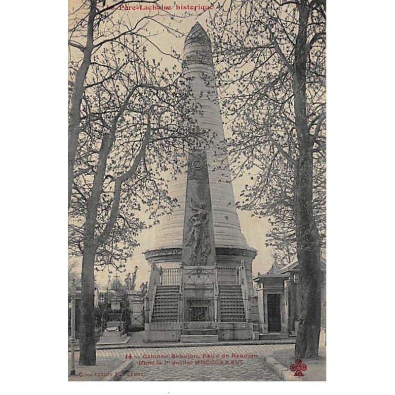 PARIS : 20e cimetiere père-lachaise Fleury, colonne beaujon felix de beaujon - tres bon etat PARIS : 20e cimetiere père-lachaise Fleury, colonne beaujon felix de beaujon - tres bon etat