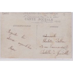 LE SAPPEY  : carte photo de chasseurs alpins (militaire) - entrainement au tir a la carabine (ski alpin) - très bon état
