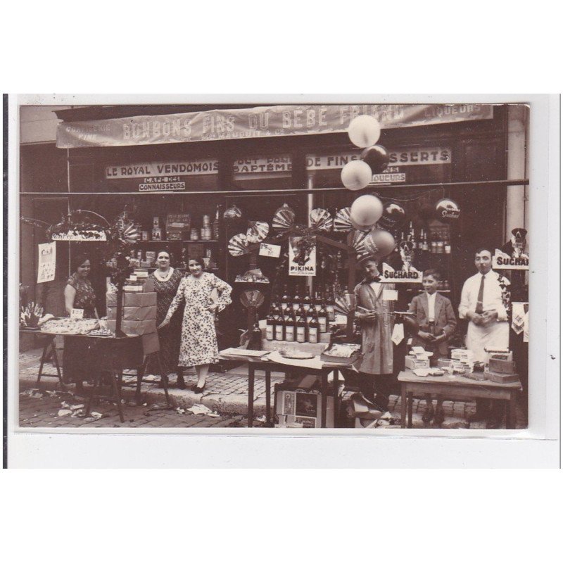 VENDOME : carte photo de la confiserie MAUDUIT (bonbons fins du bébé friand) - tres bon etat
