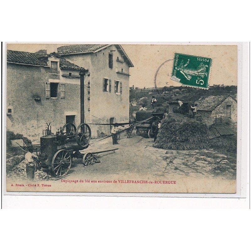 Dépiquage du blé aux environs de VILLEFRANCHE DE ROUERGUE - état (traces)