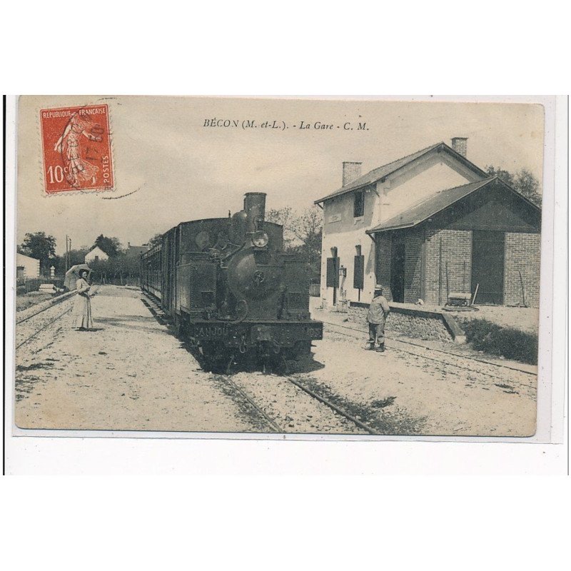 BECON - La gare - LOCOMOTIVE - très bon état