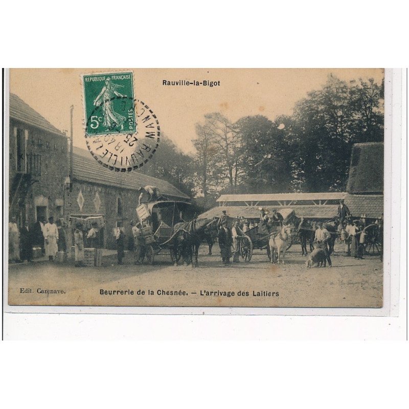 RAUVILLE LA BIGOT - Beurrerie de la Chesnée - l'arrivage des laitiers - très bon état