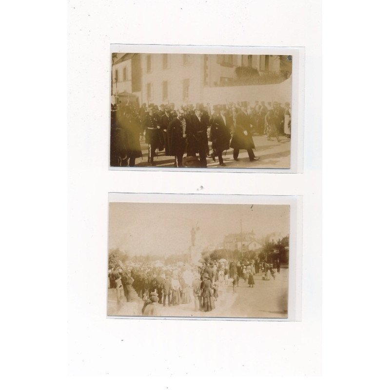 QUIBERON - 5 CARTES PHOTOS : pose d'une plaque commémorative (la statue de Hoche) - très bon état