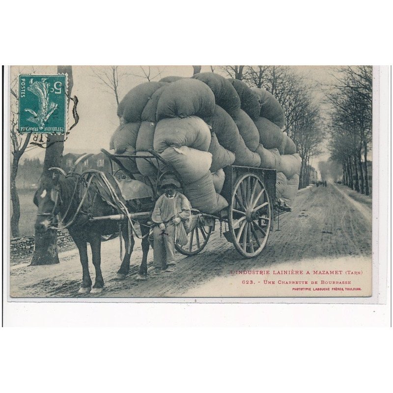 MAZAMET - Industrie lainière à Mazamet - Une charette de Bourrasse - très bon état MAZAMET - Industrie lainière à Mazamet - Une charette de Bourrasse - très bon état