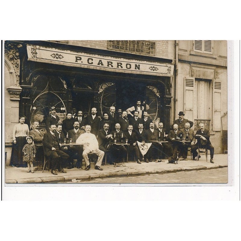 LEVALLOIS PERRET - CARTE PHOTO - P. Carron - Brasserie - Façade Art Nouveau - très bon état LEVALLOIS PERRET - CARTE PHOTO - P. Carron - Brasserie - Façade Art Nouveau - très bon état