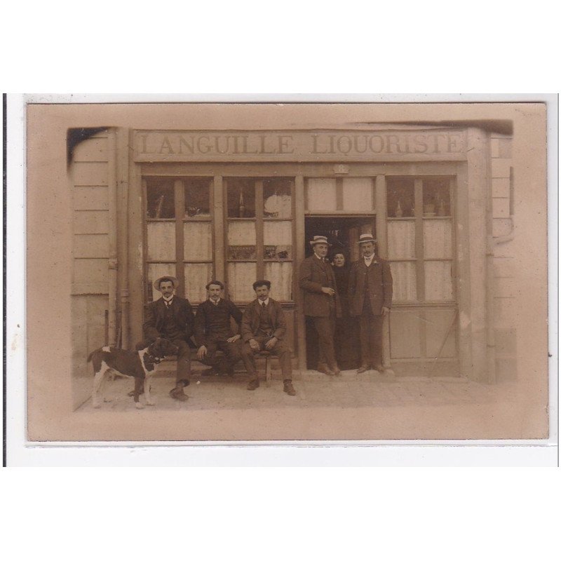 PITHIVIERS : carte photo du café et marchand de vins et liqueurs LANGUILLE (Justice?)  - très bon état