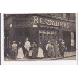 ROUEN : carte photo du restaurant Hallepee -angle rue Thouret et rue aux Juifs - bon état (légère adhérence au recto)