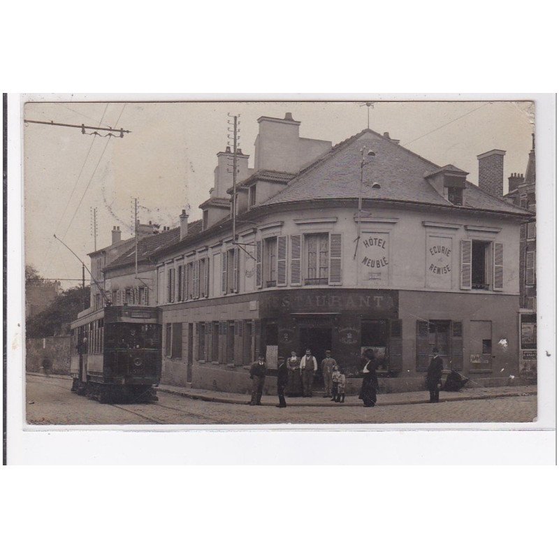 CHATILLON : carte photo du tramway devant le restaurant Gondard - très bon état CHATILLON : carte photo du tramway devant le restaurant Gondard - très bon état