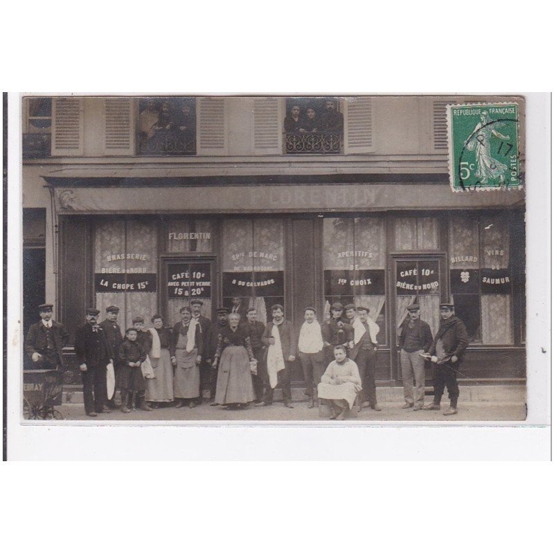 PUTEAUX : carte photo du café restaurant LAURENTIN - très bon état