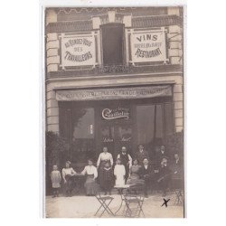 COLOMBES : carte photo du café LEGOUX, Lelion succr. (chez Couillotin) (au rendez-vous des travailleurs) - très bon état