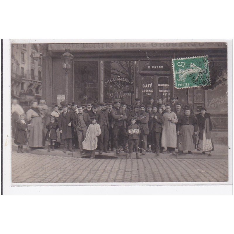 PARIS : carte photo du café MARRE rue de la Roquette - très bon état