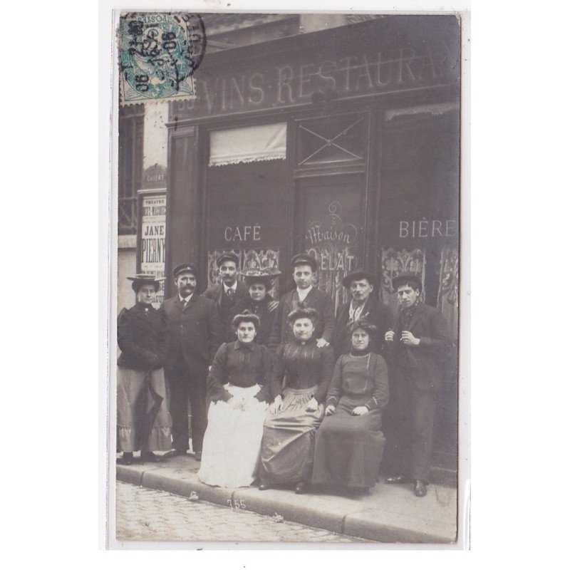 PARIS : carte photo du café PELAT au 55 rue des Dames - très bon état