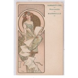 MUCHA Alphonse : Rêverie (avec publicité Samaritaine a  Marseille) - état (coins pliés et un coin manquant)