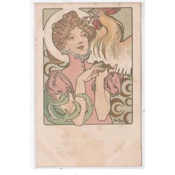 MUCHA Alphonse : Femme au Coq - état (traces)