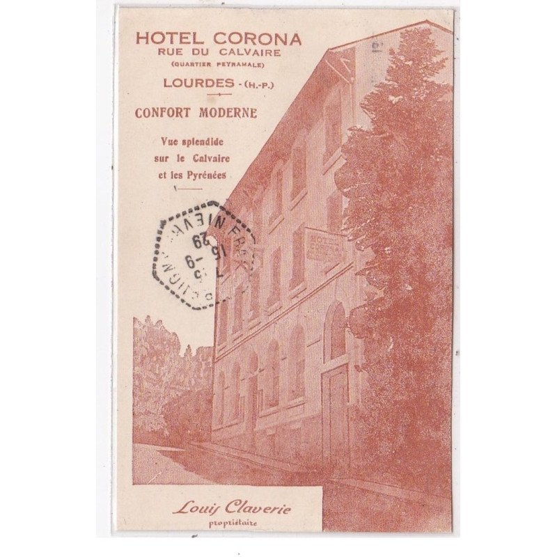 LOURDES : hotel corona rue du calvaire, confort moderne vue splendide sur le calvaire et les pyrenees - tres bon etat