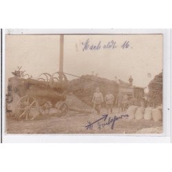 MACHAULT : carte photo d'une machine à vapeur (batteuse - moissons) - très bon état