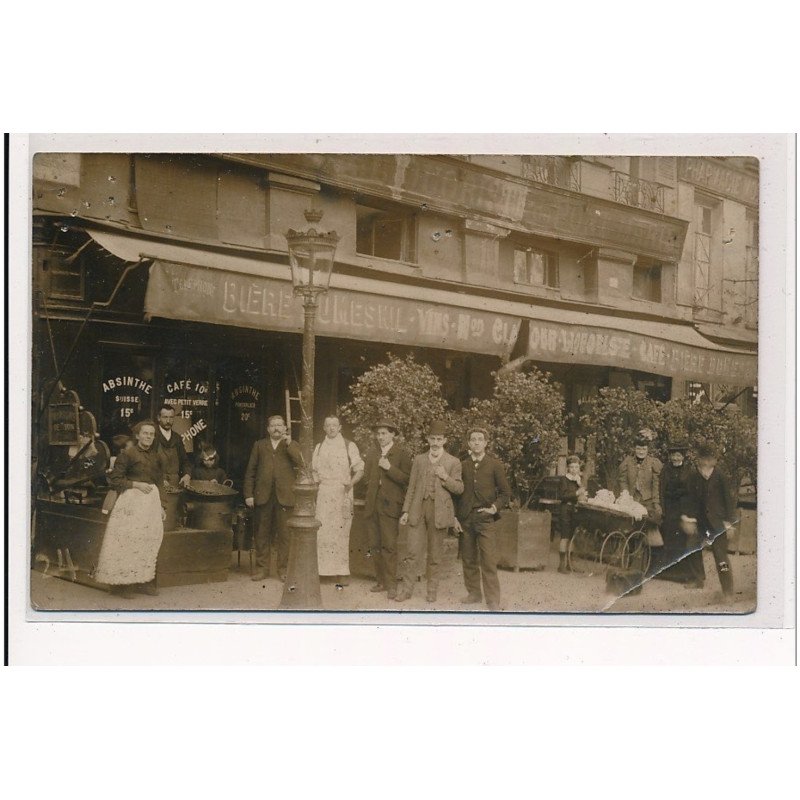 PARIS : carte photo du liquoriste du Pont Marie au 56 quai des Celestins - état