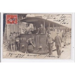SAINT GERMAIN EN LAYE : carte photo du tramway à vapeur de la ligne allant à Paris - très bon état