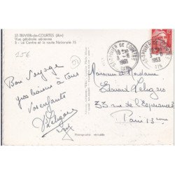 St-TRIVIER-de-COURTES : vue generale aerienne, le centre et la route nationale 75 - tres bon etat