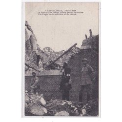 SEBONCOURT : la statue de la vierge intacte parmis les ruines - tres bon etat