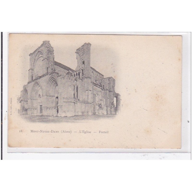 MONT-NOTRE-DAME : l'eglise, portail - tres bon etat