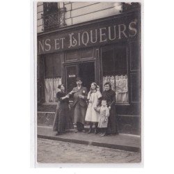 PARIS 18 ème : carte photo du magasin de vins et liqueurs au 15 bis rue Compoint - très bon état