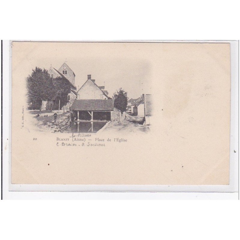 BLANZY : place de l'eglise - tres bon etat