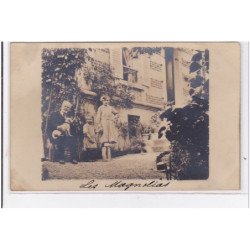 HARDRICOURT MEULAN : lot de 2 cartes photo de la villa """"les Magnolias"""" - très bon état