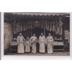VERSAILLES : carte photo d'une boucherie avenue de Saint Cloud (+ magasin de cartes postales) - très bon état