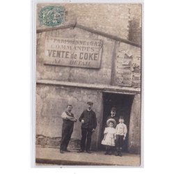 PARIS 9 ème : carte photo de la parisienne du Gaz (vente de Coke au détail) - 6 rue Condorcet - très bon état