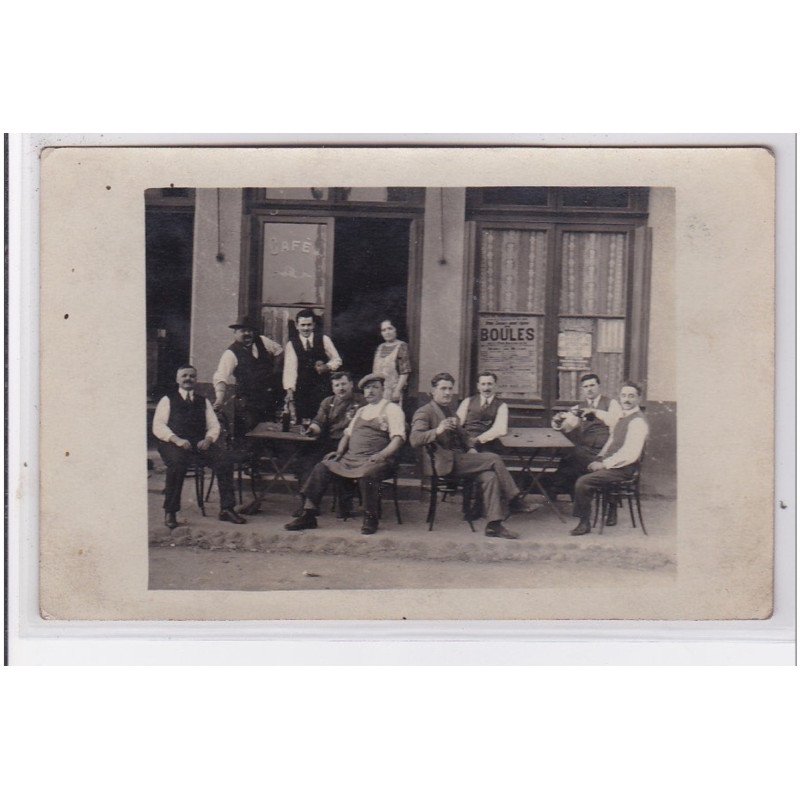 SAINT PRIEST : carte photo d'un café (affiche pour un concours de boules) - très bon état