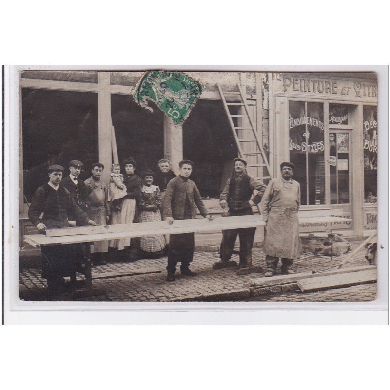 BOHAIN EN VERMANDOIS : carte photo d'installation de vitrine et magasin  FONTAINE ROUILLARD - très bon état