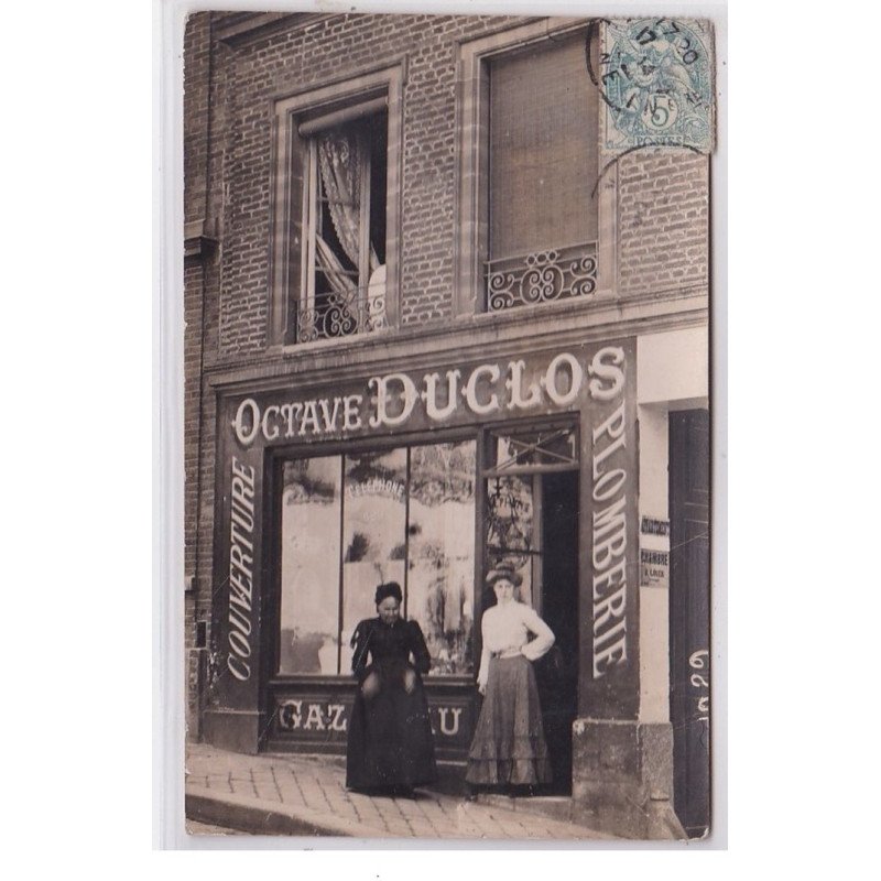 ROUEN : carte photo de la plomberie DUCLOS au 52 rue Bouvreuil - très bon état