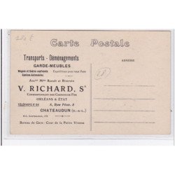 CHATEAUDUN : carte postale publicitaire pour l'entreprise de déménagements RICHARD (camion - Schneider) - très bon état