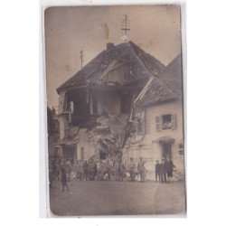 DANNEMARIE :  carte photo d'une maison détruite par les allemands (guerre 1914-18)  - état (un coin plié)