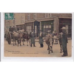 MORNANT : un attelage sur la place de la Liberté (édition toillée) - très bon état (point de colle au dos)